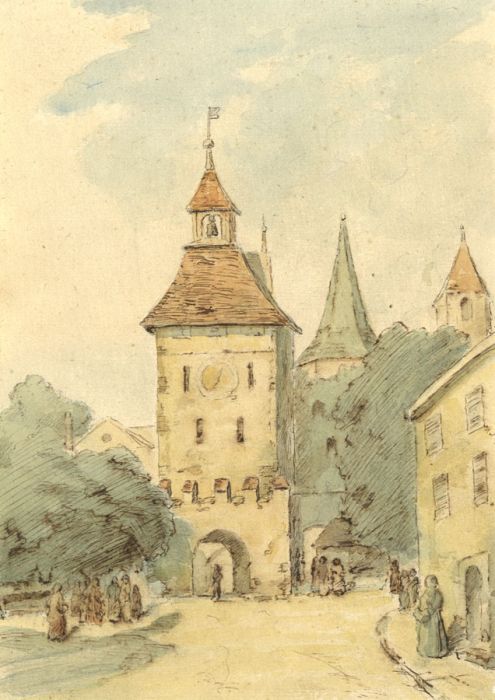 J. Pearson - 1923 Watercolour, Coutances, Normandy, France