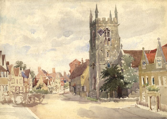 Elizabeth Petrie - 19th Century Watercolour, Street with Church