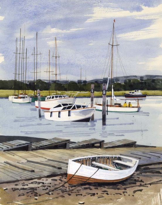 Paul Sharp - 1964 Watercolour, Buckler's Hard
