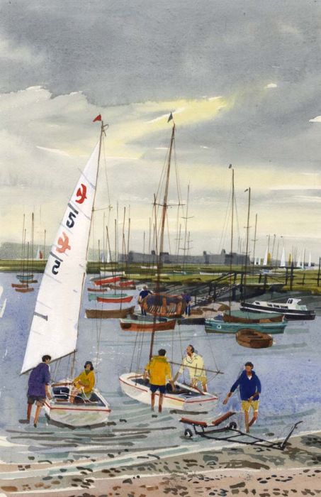 Paul Sharp - 1964 Watercolour, Hurst Castle from Keyhaven