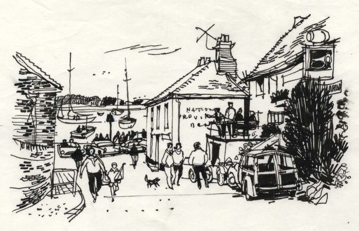 Paul Sharp - 1964 Pen and Ink Drawing, Bugle Inn Hamble