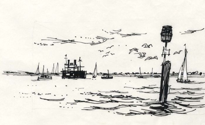 Paul Sharp - 1964 Pen and Ink Drawing, Jack in the Basket