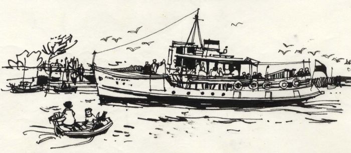 Paul Sharp - 1964 Pen and Ink Drawing, Beaulieu to Cowes