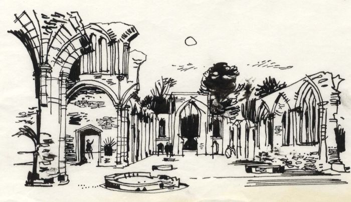Paul Sharp - 1964 Pen and Ink Drawing, Netley Abbey