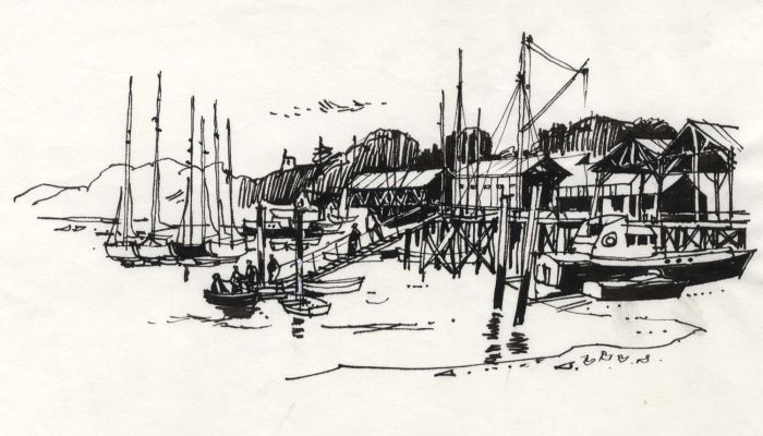 Paul Sharp - 1964 Pen and Ink Drawing, Burlesdon