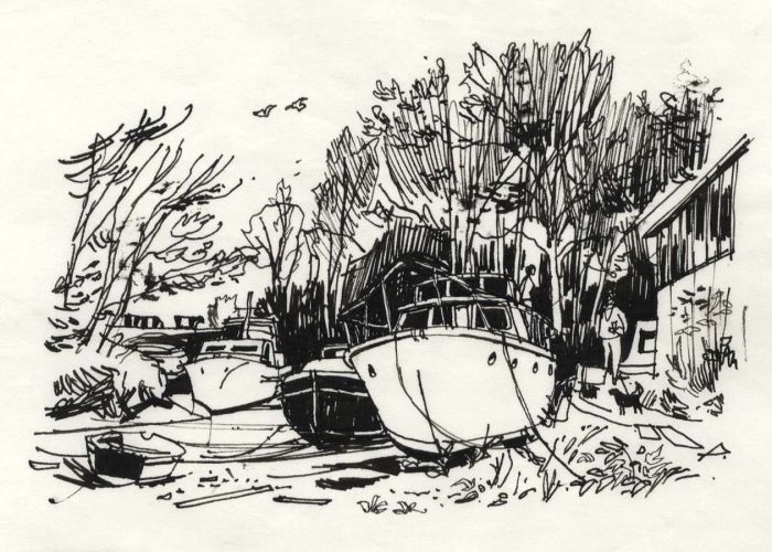 Paul Sharp - 1964 Pen and Ink Drawing, Botley