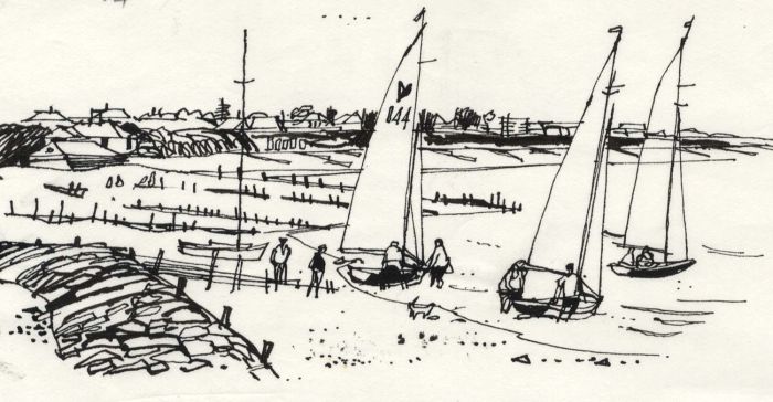 Paul Sharp - 1964 Pen and Ink Drawing, Titchfield Haven
