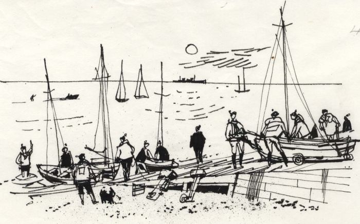 Paul Sharp - 1964 Pen and Ink Drawing, Lee-on-Solent