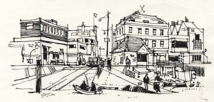 Paul Sharp - 1964 Pen and Ink Drawing, Portsmouth Harbour