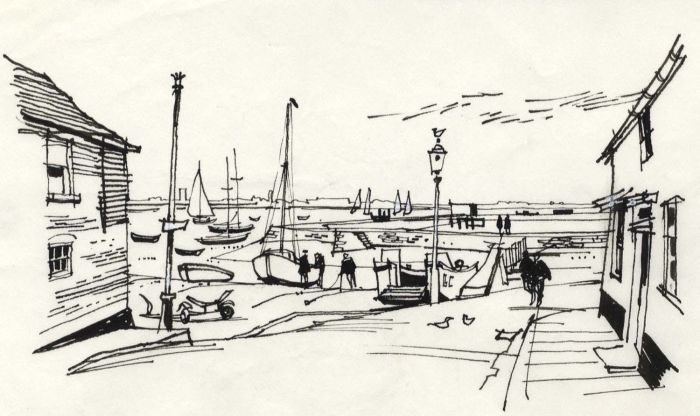 Paul Sharp - 1964 Pen and Ink Drawing, Emsworth Harbour