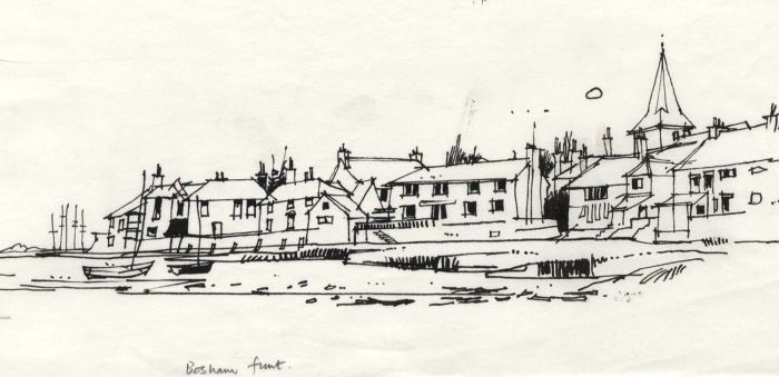 Paul Sharp - 1964 Pen and Ink Drawing, Bosham Front