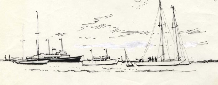 Paul Sharp - 1964 Pen and Ink Drawing, Chichester Harbour