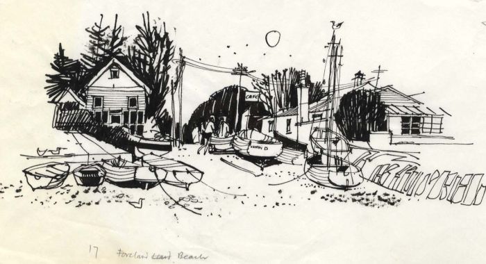 Paul Sharp - 1964 Pen and Ink Drawing, Foreland Beach