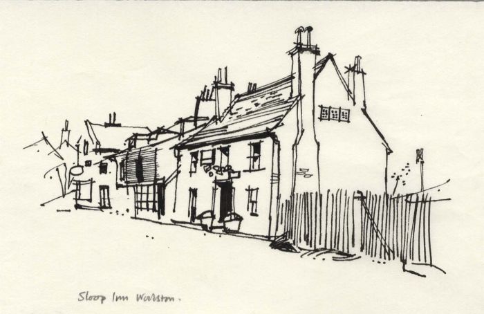 Paul Sharp - 1964 Pen and Ink Drawing, Sloop Inn Woolston
