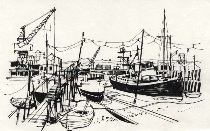 Paul Sharp - 1964 Pen and Ink Drawing, Shoreham