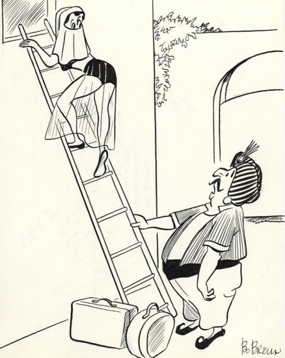 Bo Brown - Mid 20th Century Pen and Ink Drawing, Original Signed Cartoon