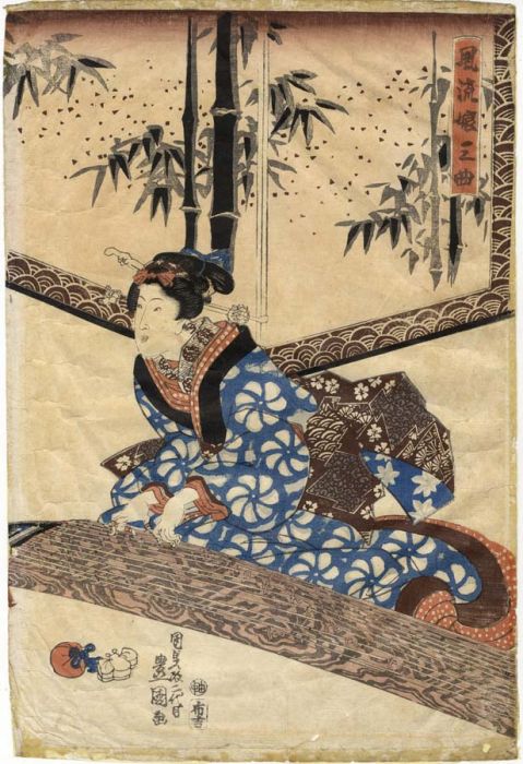 Toyokuni - 19th Century Oriental Woodblock, Musician