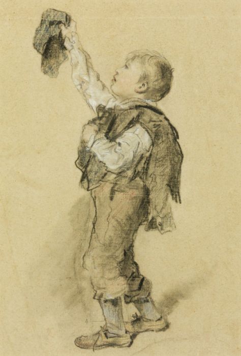 William Collins R.A. - Early 19th Century Chalk Drawing, Hailing a Boat