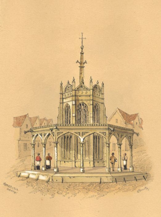 Edward Pococke (1843-1901) - 19th Century Watercolour, Market Cross, Norwich