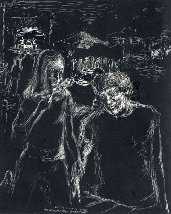 Jim Gilbert - Mid 20th Century Scratchboard, Louise With a Snake
