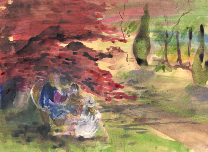 Violet Hilda Drummond - Mid 20th Century Watercolour, Storytelling on the Lawn