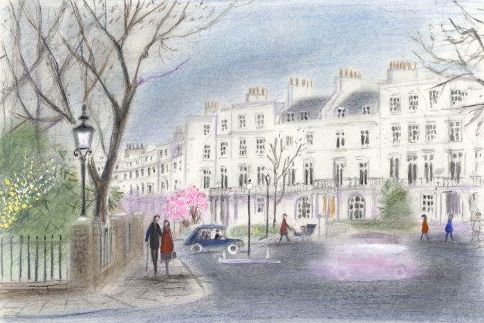Violet Hilda Drummond - Mid 20th Century Pastel, London Street Scene