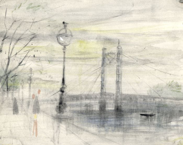 Violet Hilda Drummond - Mid 20th Century Watercolour, Albert Bridge, London