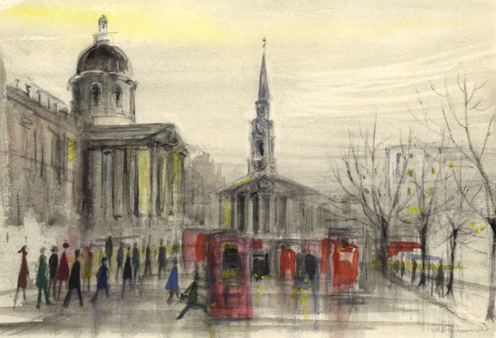 Violet Hilda Drummond - Mid 20th Century Watercolour, Trafalgar Square, London