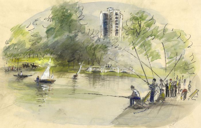 Violet Hilda Drummond - Mid 20th Century Watercolour, Serpentine Lake, London
