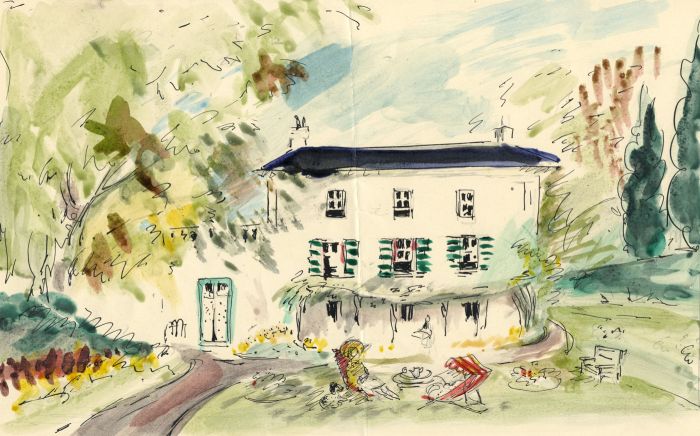 Violet Hilda Drummond - Mid 20th Century Pen and Ink Drawing, House and Garden