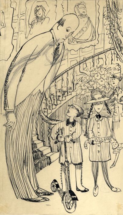 Violet Hilda Drummond - Early 20th Century Pen and Ink Drawing, Humorous Cartoon