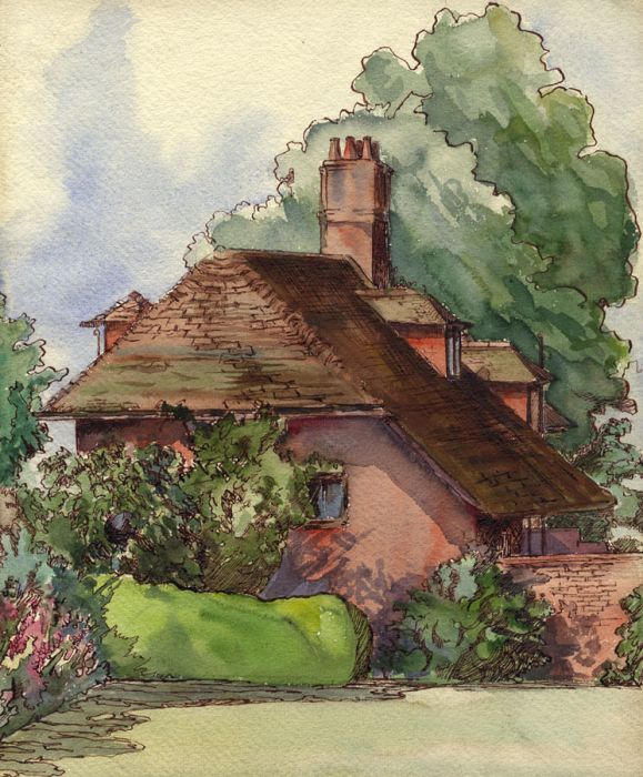 Violet Hilda Drummond - Early 20th Century Watercolour, Stables, Hitchen, Herts
