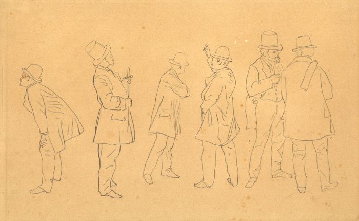 19th Century Graphite Drawing - Gentlemen in a Variety of Poses