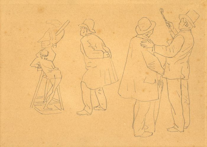 19th Century Graphite Drawing - Gentlemen in a Variety of Poses