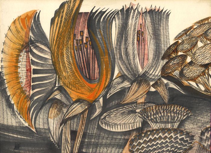 James Gorman - Mid 20th Century Mixed Media, Geometric Flowers