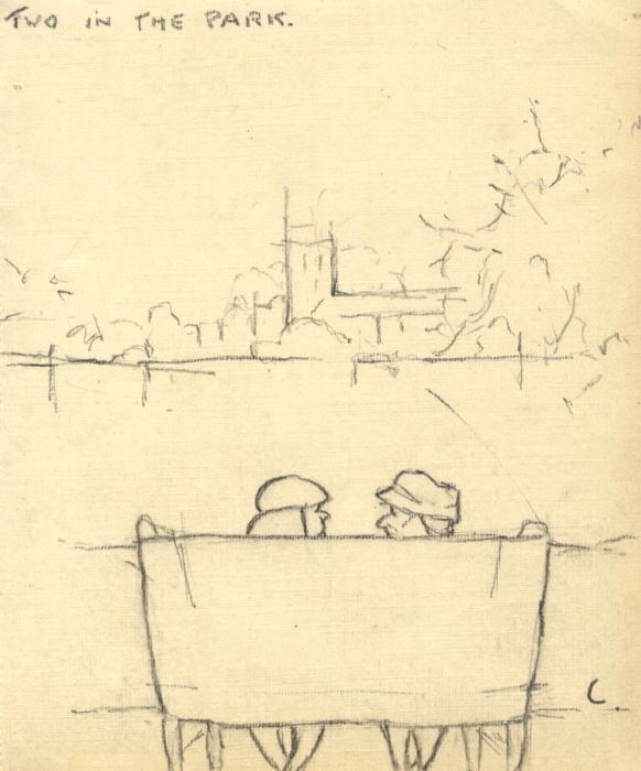 Christopher Catlin RBA - Mid 20th Century Graphite Drawing, "Two in the Park"