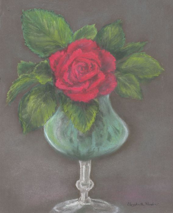 Elizabeth Painter - Contemporary Pastel, Rose in a Vase