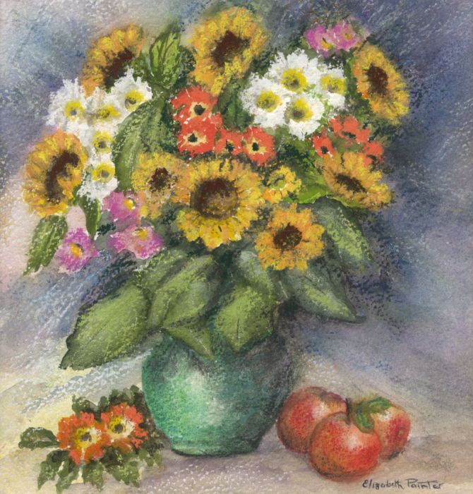 Elizabeth Painter - Contemporary Pastel, Flowers in a Vase