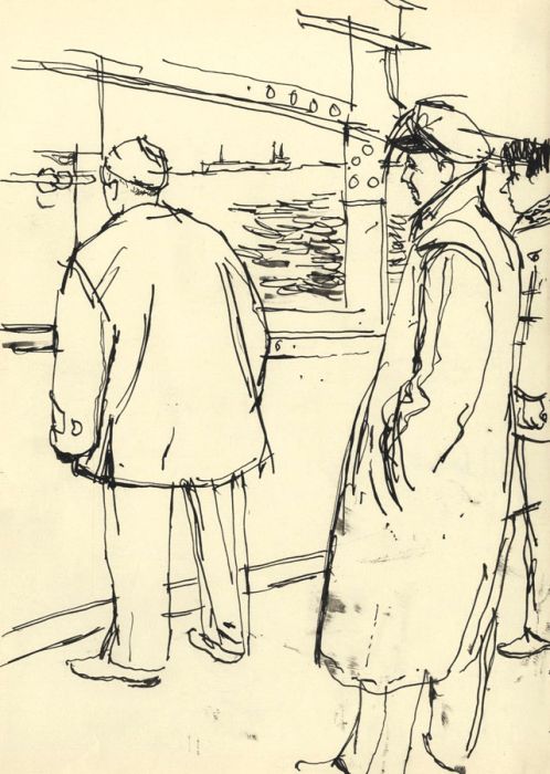 Paul Sharp - 1962 Pen and Ink Drawing, Officer's View