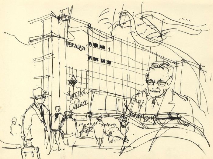 Paul Sharp - 1962 Pen and Ink Drawing, City Scene
