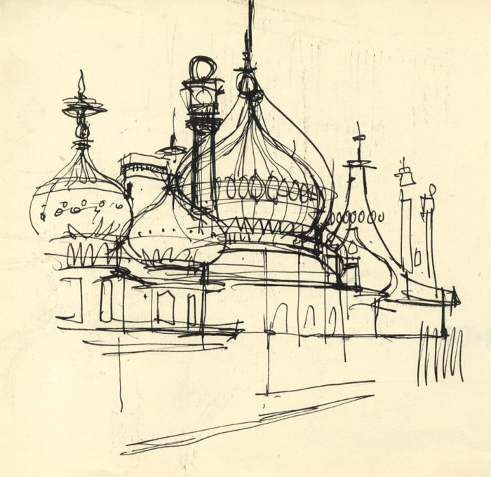 Paul Sharp - 1962 Pen and Ink Drawing, Brighton Pavilion