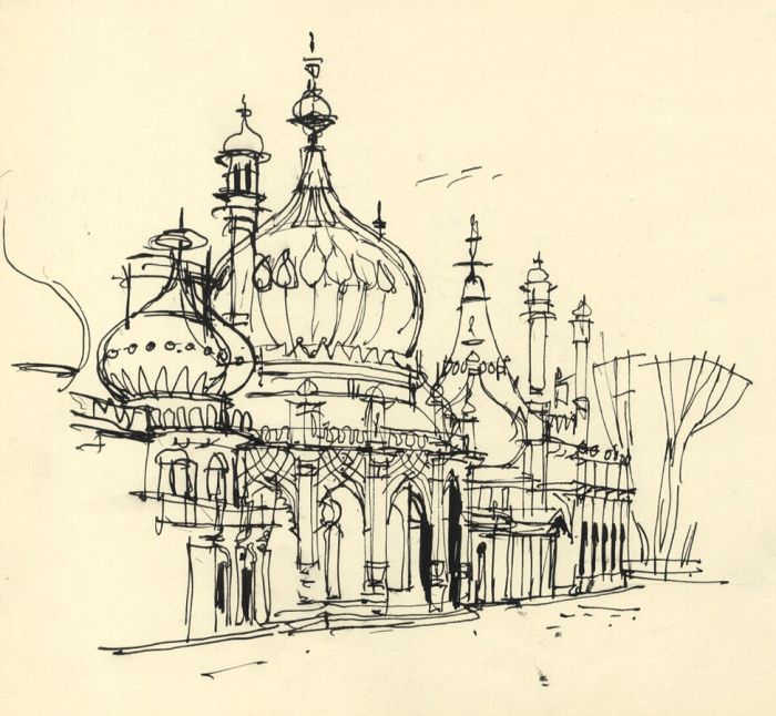 Paul Sharp - 1962 Pen and Ink Drawing, Brighton Pavilion