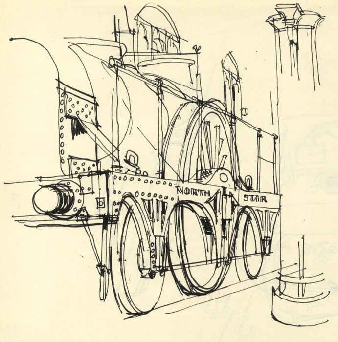 Paul Sharp - 1962 Pen and Ink Drawing, North Star Steam Train