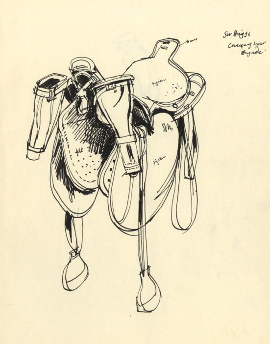 Paul Sharp - 1962 Pen and Ink Drawing, Saddle, Charge of the Light Brigade