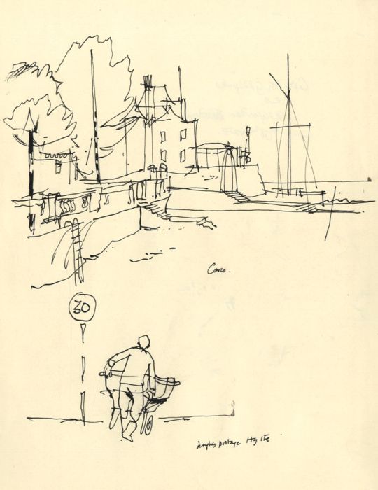 Paul Sharp - Mid 20th Century Pen and Ink Drawing, Two Sketches, Cowes and Hythe