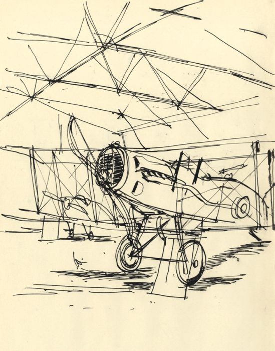 Paul Sharp - Mid 20th Century Pen and Ink Drawing, Biplane