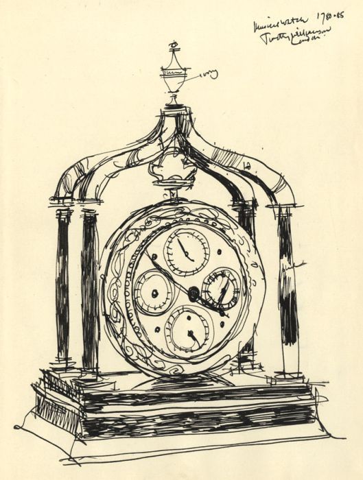 Paul Sharp - Mid 20th Century Pen and Ink Drawing, Musical Watch from 1780-85