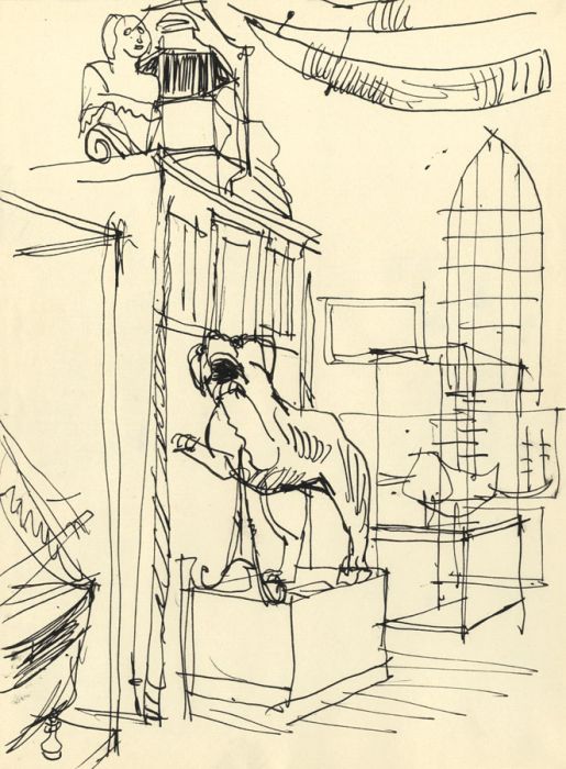 Paul Sharp - Mid 20th Century Pen and Ink Drawing, Museum Cases