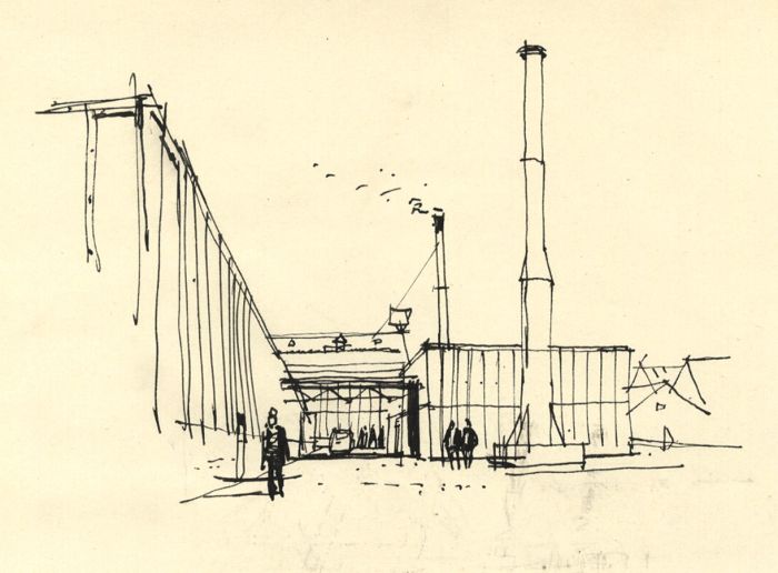 Paul Sharp - Mid 20th Century Pen and Ink Drawing, Buildings