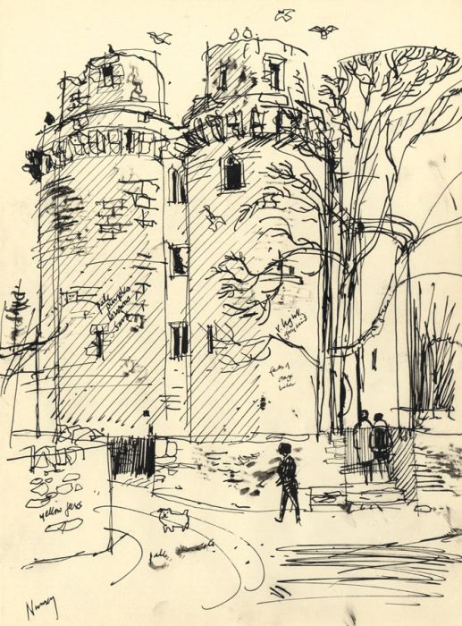 Paul Sharp - Mid 20th Century Pen and Ink Drawing, Nunney Castle, Somerset